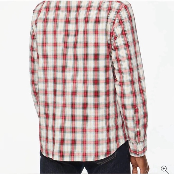 NWT J.Crew Tartan Slim Untucked-Fit Flex Casual Shirt - Ivory Festival Red BB708 - Picture 4 of 4